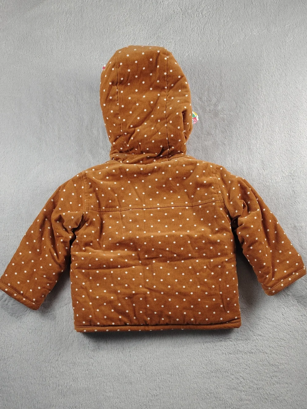Baby Boden Brown Corduroy Hedgehog Jacket with White Polka Dots Size 6-9 Months